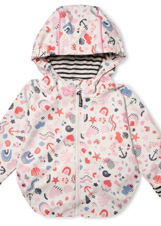 AQUAVALLAY Cape zippée à capuche élastiquée Motifs marins roses HUBLOT