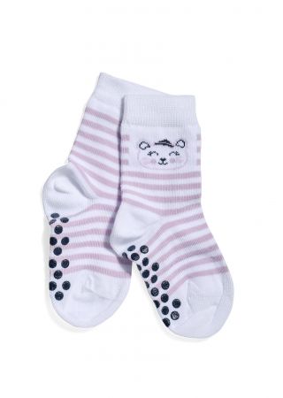 Chaussettes enfants rose et blanches antiderapantes HUBLOT