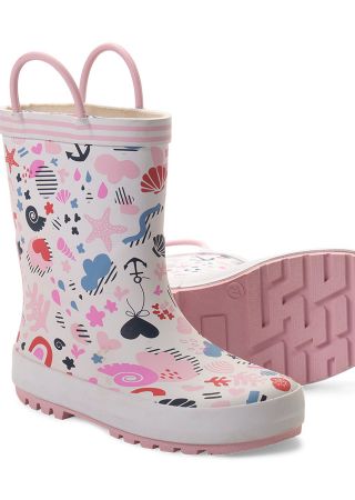 SHELL Bottes de pluie en caoutchouc  avec motif rose HUBLOT