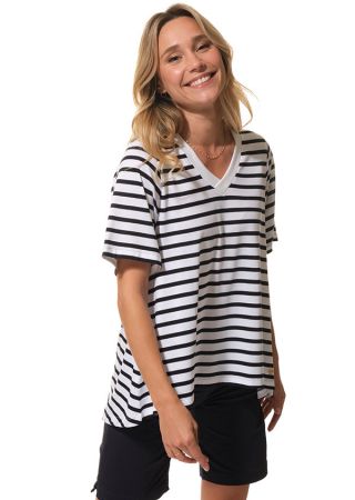 EDITH Tee-shirt femme fluide et oversize col V |HUBLOT