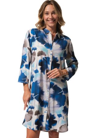 HILDA Robe chemise imprimé fleurs bleues|HUBLOT