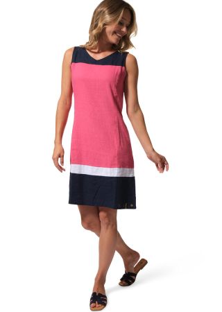 ADRIENNE Robe femme courte sans manches, tricolore ,col V|HUBLOT