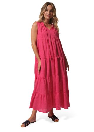 AMEL Robe longue à volants sans manches |HUBLOT