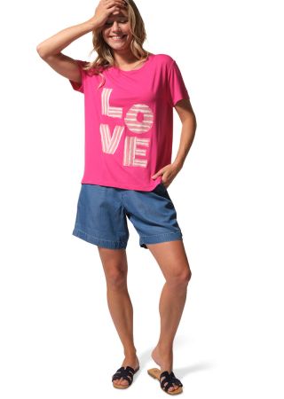 DENISE Tee-shirt femme manches courtes avec animation "LOVE" |HUBLOT