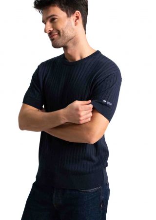 TONROTO Pull manches courtes en maille coton et lin, encolure ronde |HUBLOT