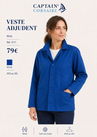 ADJUDENT Veste mixte en twill non traité |Captain Corsaire⚓