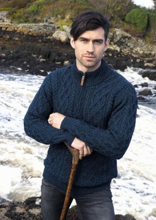 DONEGAL Pull Irelandais Col demi-zippé CX4295 ARAN CRAFTS