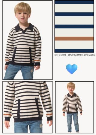 BAGGY Pull esprit polo avec poche kangourou |HUBLOT