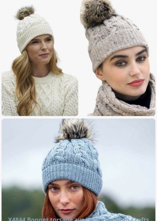 Bonnet Irlandais à pompon en Laine X4844 – Aran Crafts
