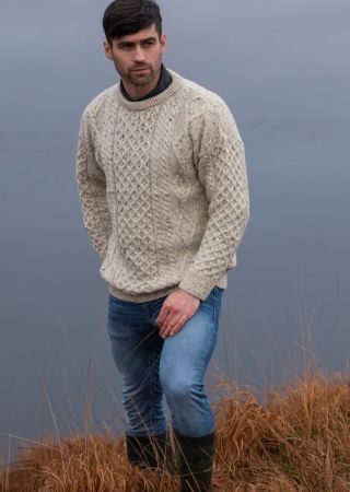 Pull Irlandais col rond Aran  C1347 ARAN CRAFTS