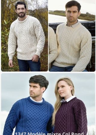 ARAN CREW NECK SWEATER Pull Irlandais unisexe Col Rond C1347 – Aran Crafts