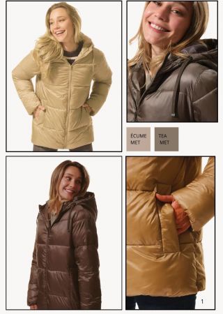 CATALY MÉTALLISÉE Doudoune femme zippée à capuche |HUBLOT