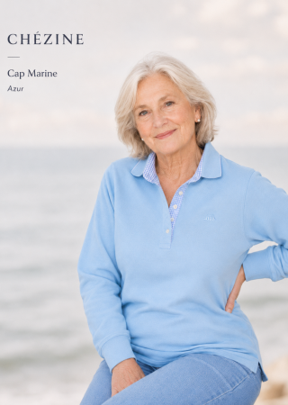 Sweat femme CHEZINE-AZUR – Cap Marine (intérieur col vichy)