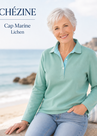 Sweat femme CHÉZINE-LICHEN–Cap Marine (intérieur col vichy)