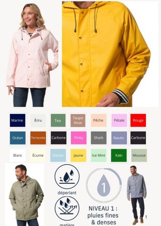 Ciré mixte zippé à capuche avec manches raglan et coutures étanches PROUE |HUBLOT