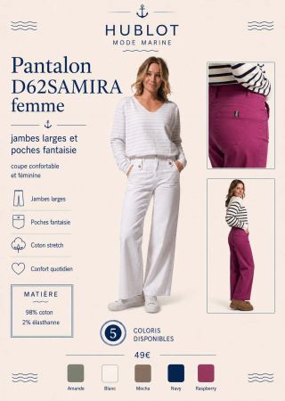 SAMIRA Pantalon femme jambes larges avec poches fantaisies |HUBLOT ⚓