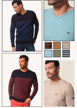 EDUARDO Pull homme col V en maille |HUBLOT