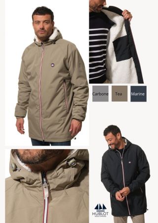 PLUTON Parka coupe-vent long doublé Sherpa à capuche |HUBLOT
