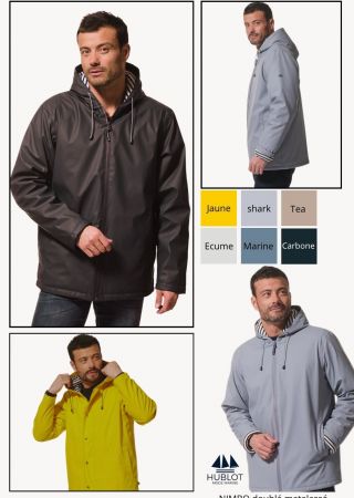 NIMBO Ciré mixte zippé à capuche doublé en jersey rayé|HUBLOT