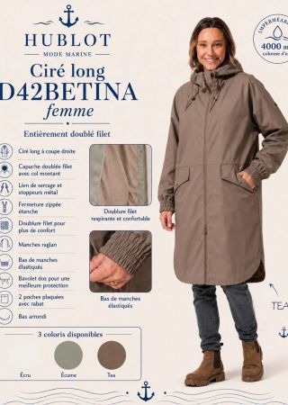BETINA Ciré très long femme entièrement doublé filet| HUBLOT ⚓