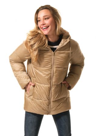 CATALY Écume MÉTALLISÉE  Doudoune femme zippée à capuche |HUBLOT
