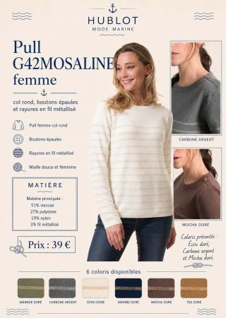MOSALINE Pull femme Marin avec rayures en fil lurex |HUBLOT ⚓
