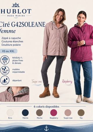 SOLEANE Ciré à capuche femme avec coutures étanches et doublé polaire|HUBLOT ⚓