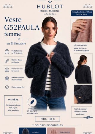 PAULA  Veste femme en fil fantaisie |HUBLOT ⚓