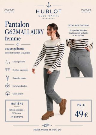 MALLAURY  Pantalon  femme coupe galbante |HUBLOT ⚓