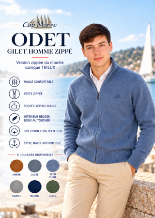 ODET gilet homme cap marine