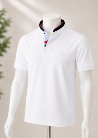 Polo homme GUILLEC Cap Marine– Blanc– Col officier