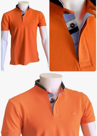 Polo homme GUILLEC Cap Marine-Orange-Col officier