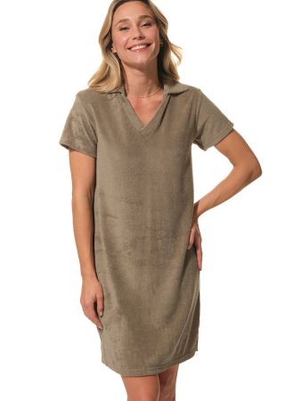 DOROTHE Robe femme courte col V esprit Polo en éponge|HUBLOT
