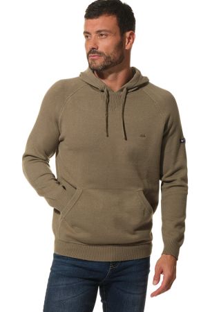 HENRY Pull homme à capuche en maille ,manches raglan |HUBLOT