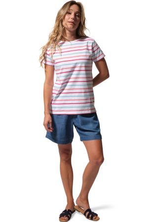 CAROLINA Marinière femme manches courtes avec rayures tricolores |HUBLOT