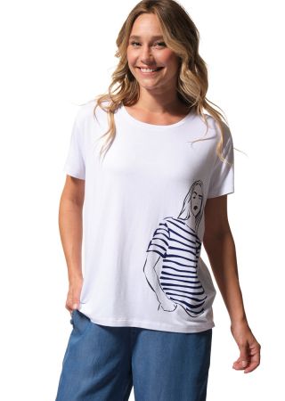 BOHEMIA Tee-shirt blanc col rond avec impression sympa |HUBLOT