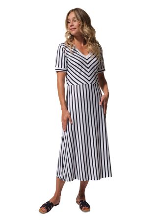 GUYANA Robe mi longue style marinière encolure V |HUBLOT