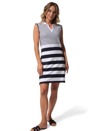 MACHA Robe femme en jersey coton rayé col V |HUBLOT