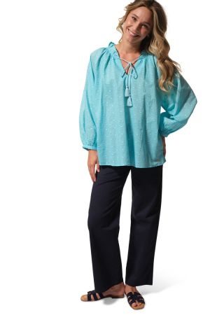 PHILIPA Blouse femme tissu jacquard motif cœur |HUBLOT