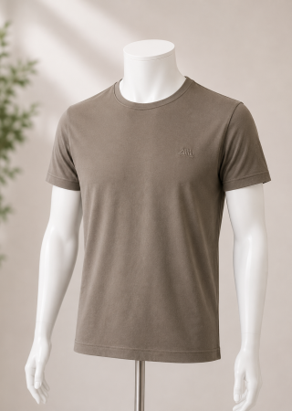 ISAC Tee-shirt Homme-Taupe- Col Rond|Cap Marine