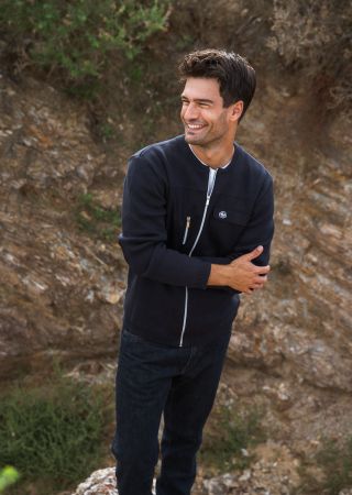 JOSEPH Veste zippée homme col teddy renforts toile poitrine et coudes|HUBLOT