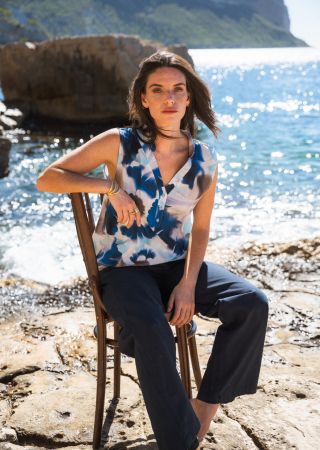 BAIE Débardeur chemisier col V boutonné imprimé fleurs |HUBLOT