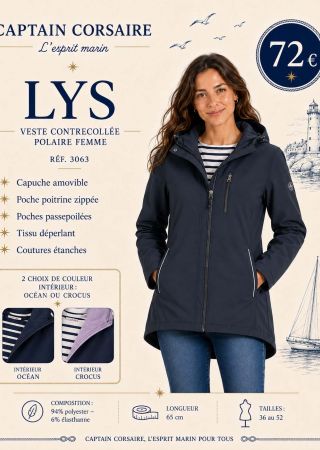 LYS Veste femme à capuche amovible |Captain Corsaire ⚓
