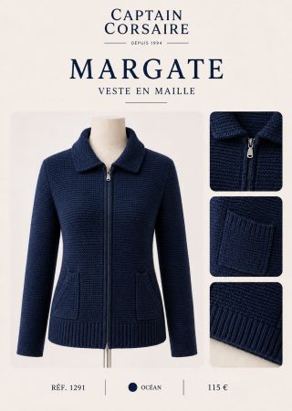 MARGATE Veste femme  en maille zippée |Captain Corsaire ⚓