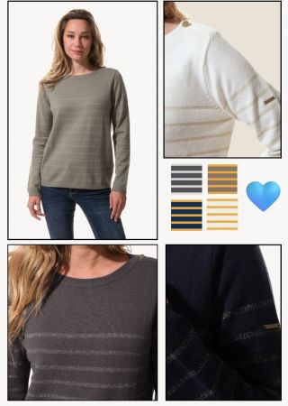 MOSALINE Pull femme Marin avec rayures en fil lurex|HUBLOT