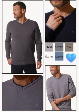NOLAN Pull homme Col V fibre mélangées | HUBLOT