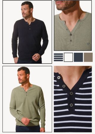 OWEN Pull homme coton/polyester recyclé col tunisien|HUBLOT