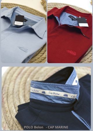 Polos homme BELON Cap Marine – 4 coloris disponibles – Col polo doublé chemise