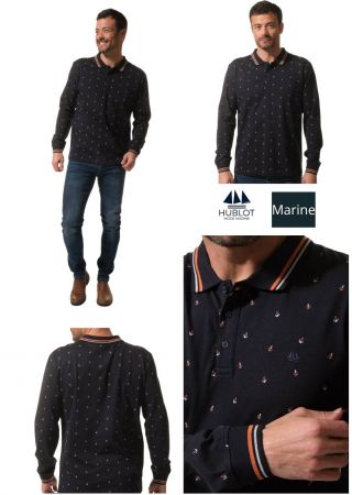 BEAUVEL Polo homme en jersey coton motifs ancres manches longues|HUBLOT