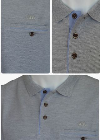 Polo homme YSER –Gris-chiné- Manches courtes- poche poitrine|Cap Marine